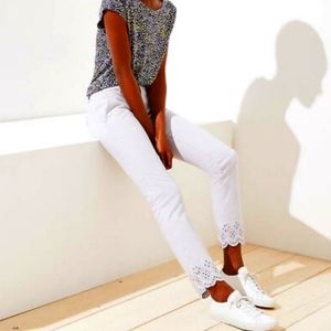 LOFT Grey Eyelet Hem Girlfriend Chinos Sz 2